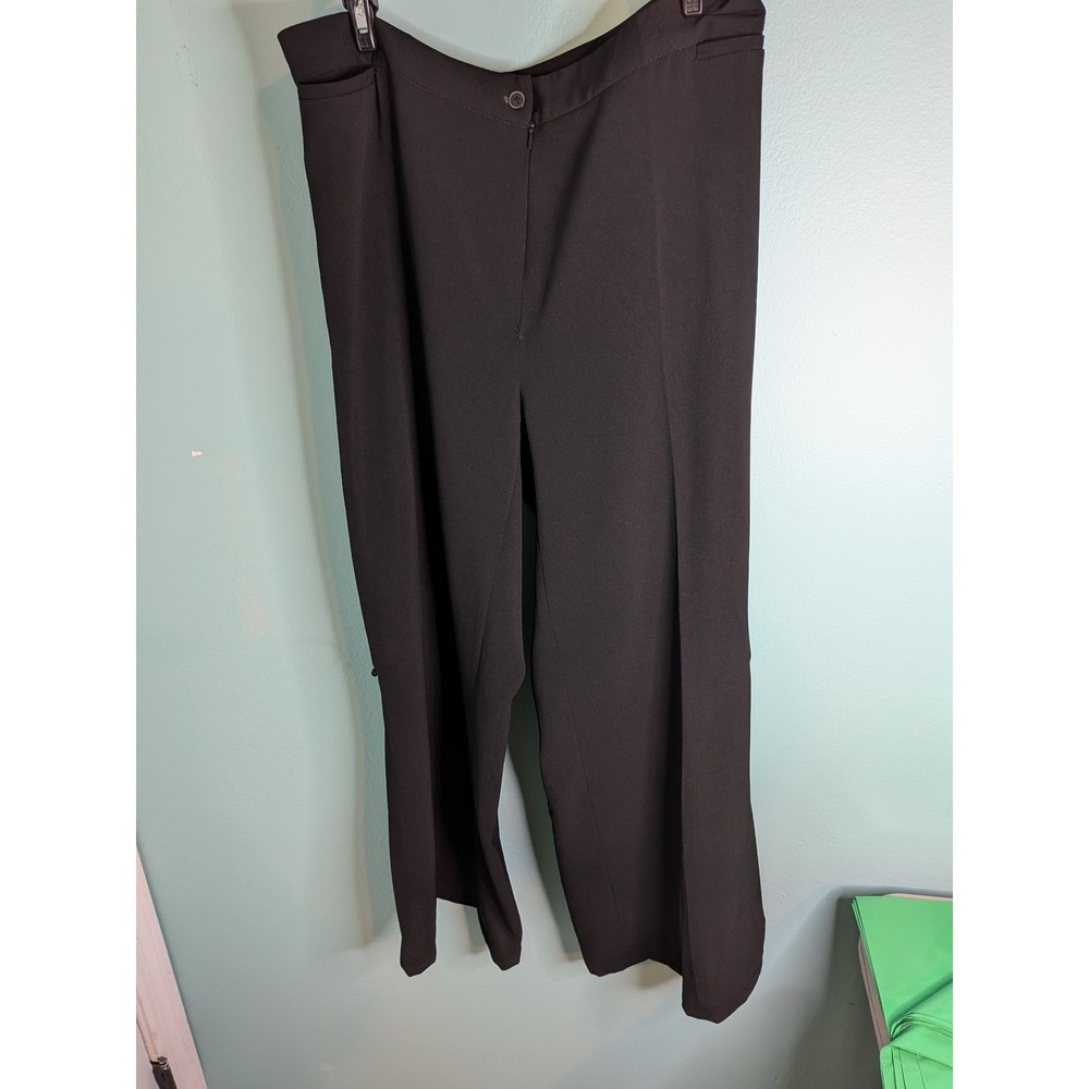 Black Wide Leg Trousers with Jacquard‎ Side Stripe and Frog Button Slits